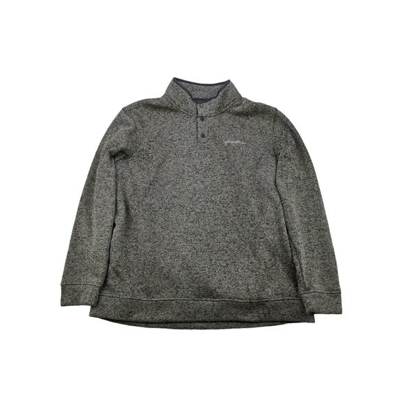 Mens Eddie Bauer Radiator Fleece Snap Mock Pullover Sweater XXL 2XL Gray Heather - Picture 1 of 11